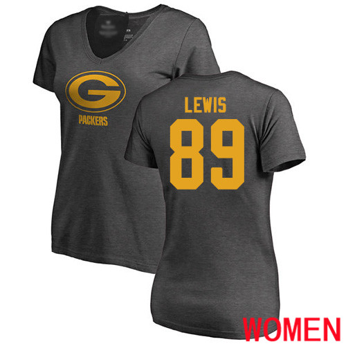 Green Bay Packers Ash Women #89 Lewis Marcedes One Color Nike NFL T Shirt